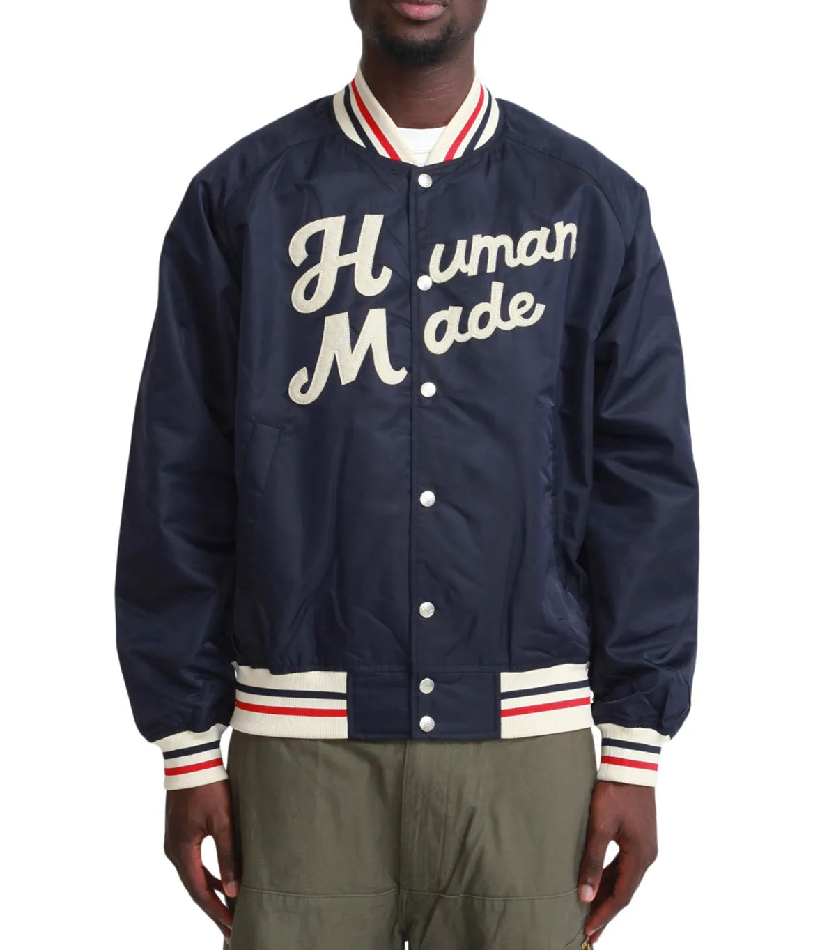 Human Made Nylon Stadium Jacket Navy Magic Glow