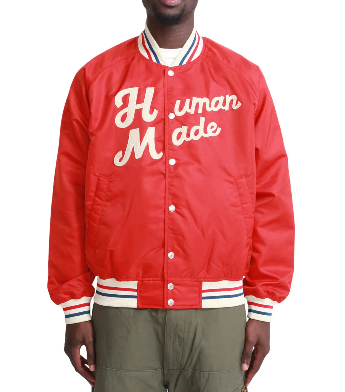 Human Made Nylon Stadium Jacket Red SmoothInnerLining SkinFriendlyElastic