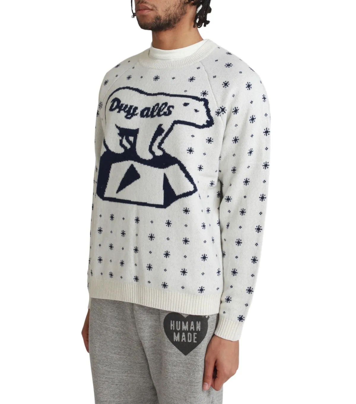 Human Made Polar Bear Jacquard Knit Sweater White Teacher Chic Princess Glow