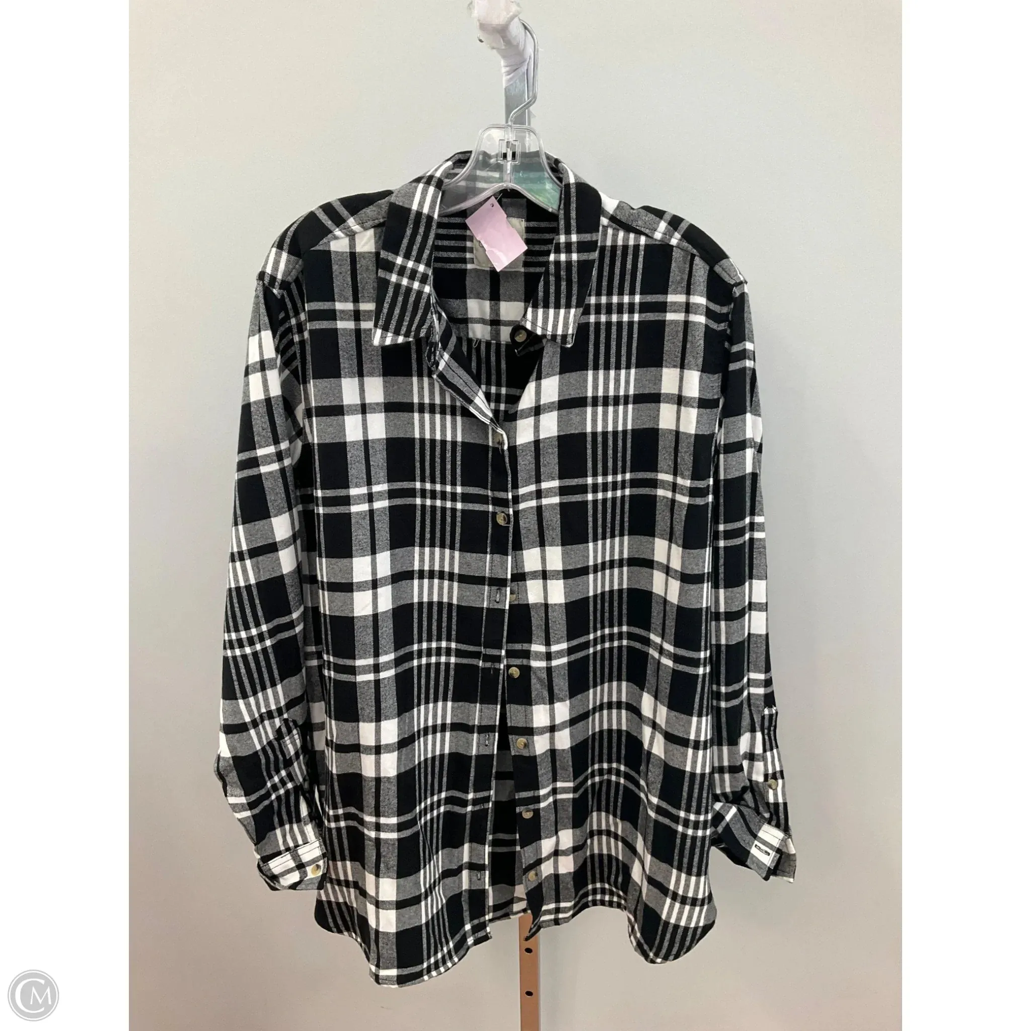 Top Long Sleeve By Jachs Girlfirend In Plaid Pattern, Size: Xxl African Bold