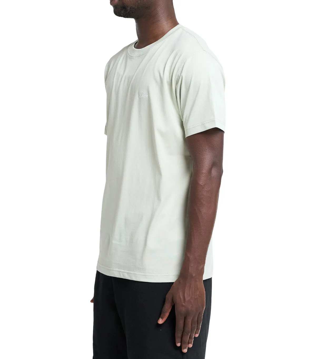SeamlessConstruction Dime Cursive Small Logo T-Shirt Charcoal Moss