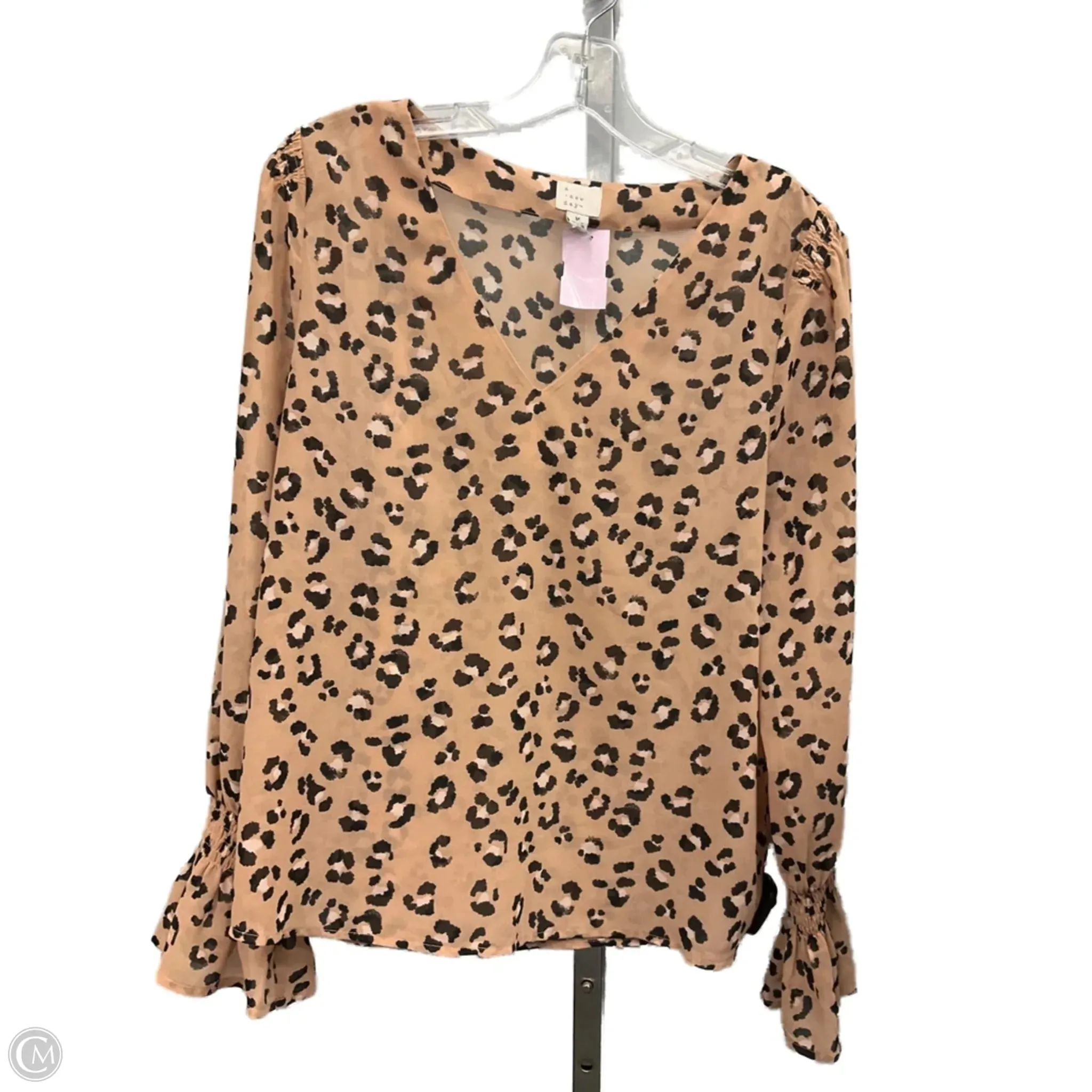 Top Long Sleeve By A New Day In Animal Print, Size: M Organic Cotton Fiber