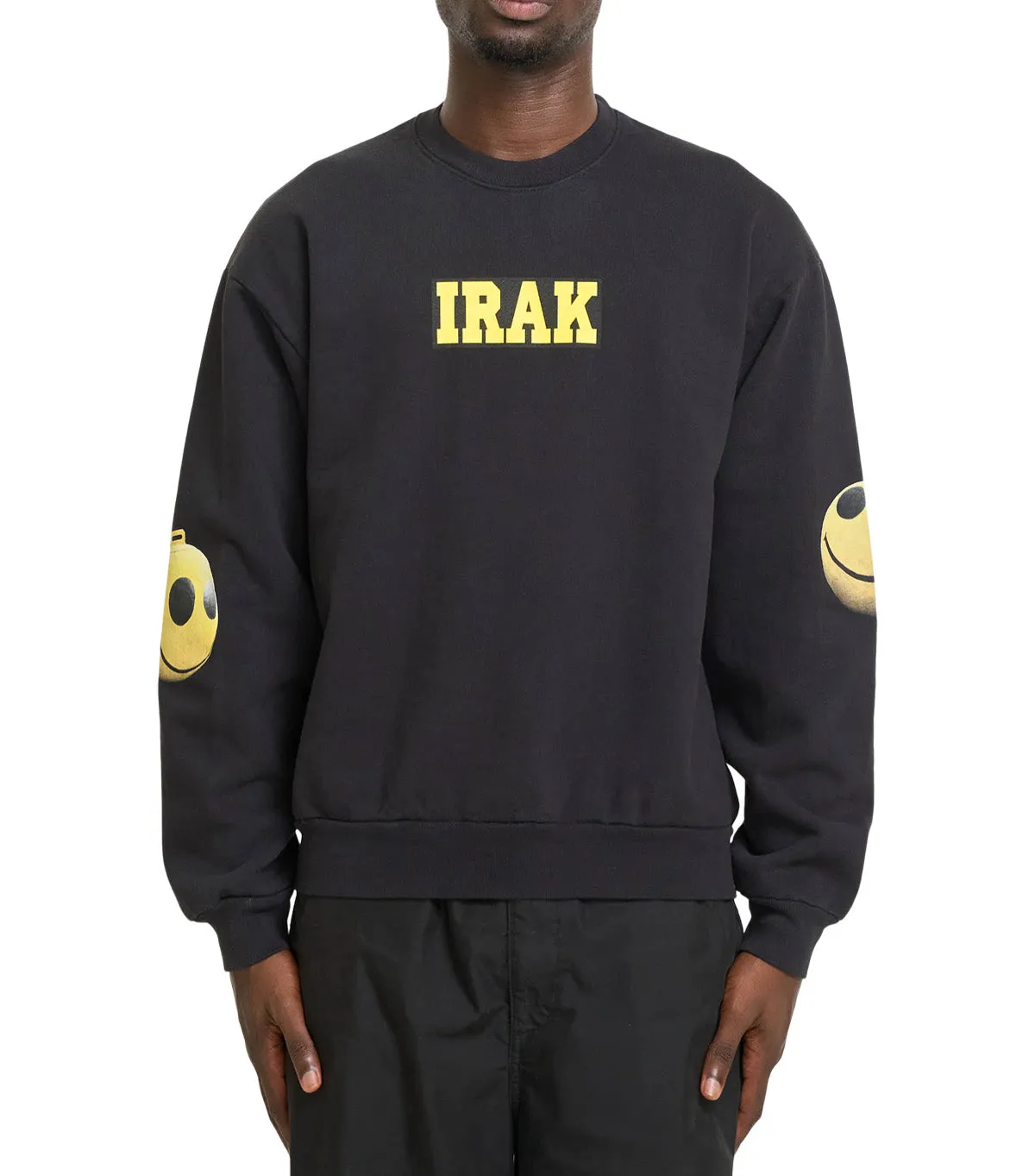 AntiPilling Fabric IRAK Face Crewneck Sweatshirt Off Black