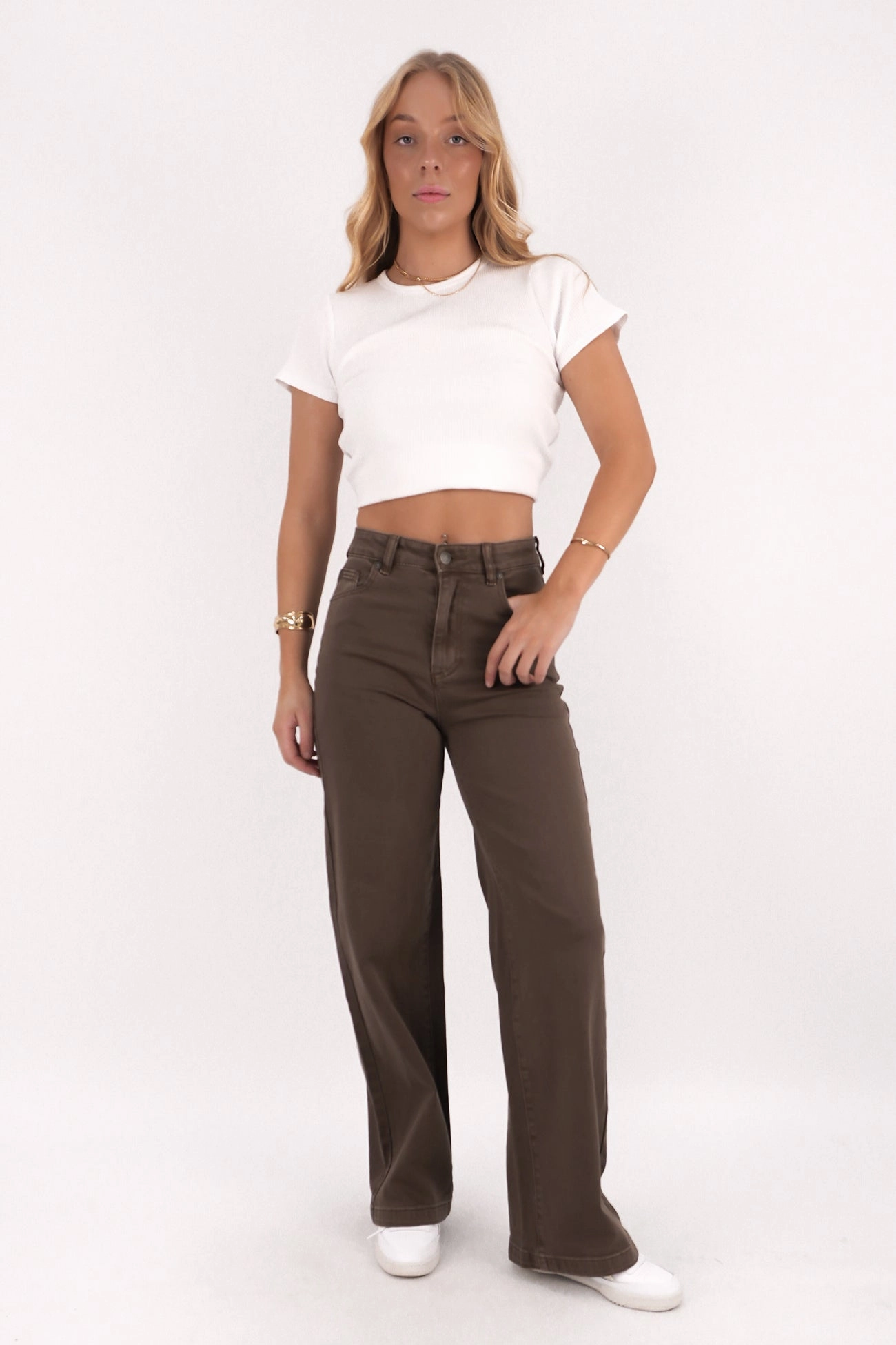 High Waist Jacqui Wide Leg Jean Cocoa