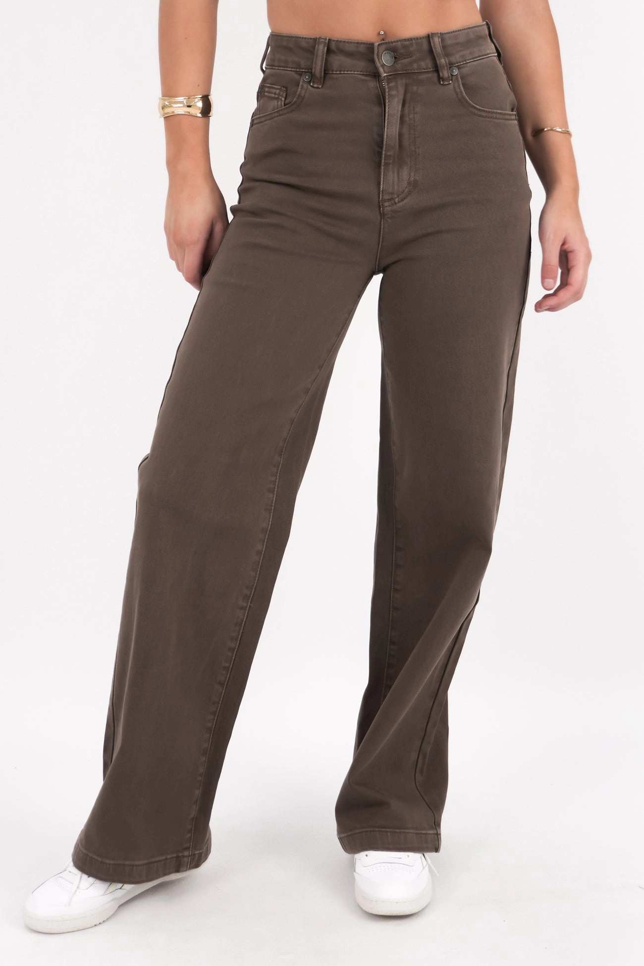 Rainy Day Chill Outfit Nature Lover Multi Layer Knee Reinforcement Jacqui Wide Leg Jean Cocoa