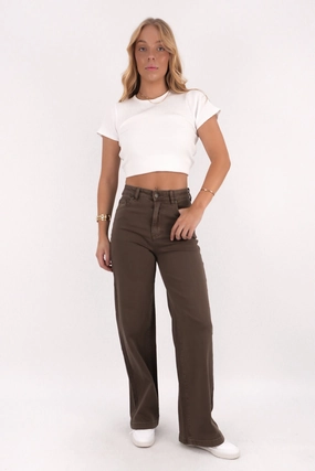 High Waist Jacqui Wide Leg Jean Cocoa