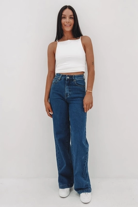 Jacqui Wide Leg Jean Heritage Blue Clean Lines Comfy Streetwear Fan Music Event