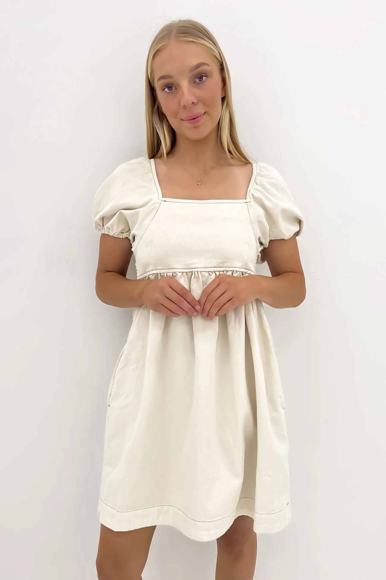Layered Movement Practical-Style Jade Dress Ecru