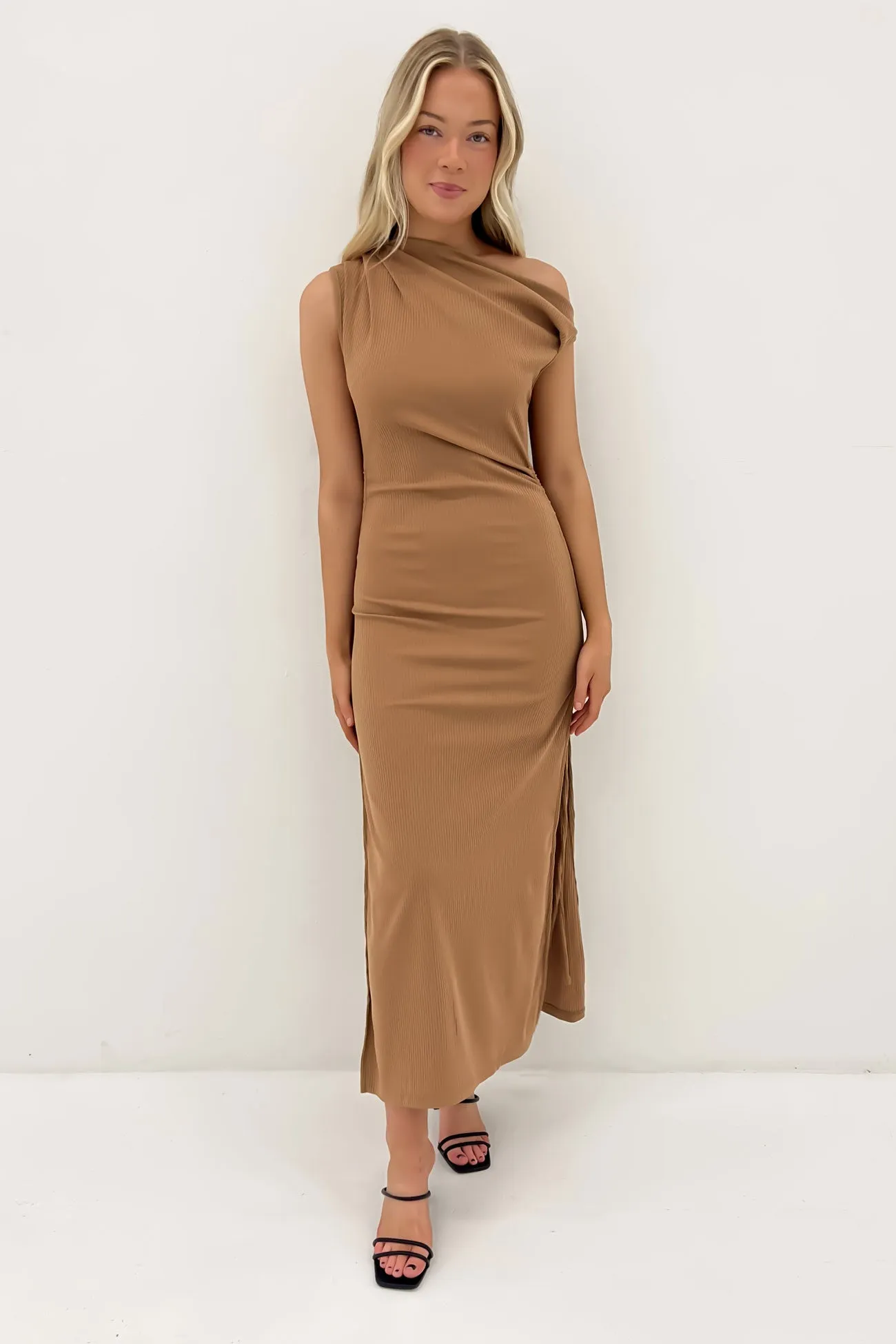 Jayden Ribbed Maxi Dress Latte Chic and Cozy Wear