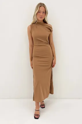 Jayden Ribbed Maxi Dress Latte Chic and Cozy Wear