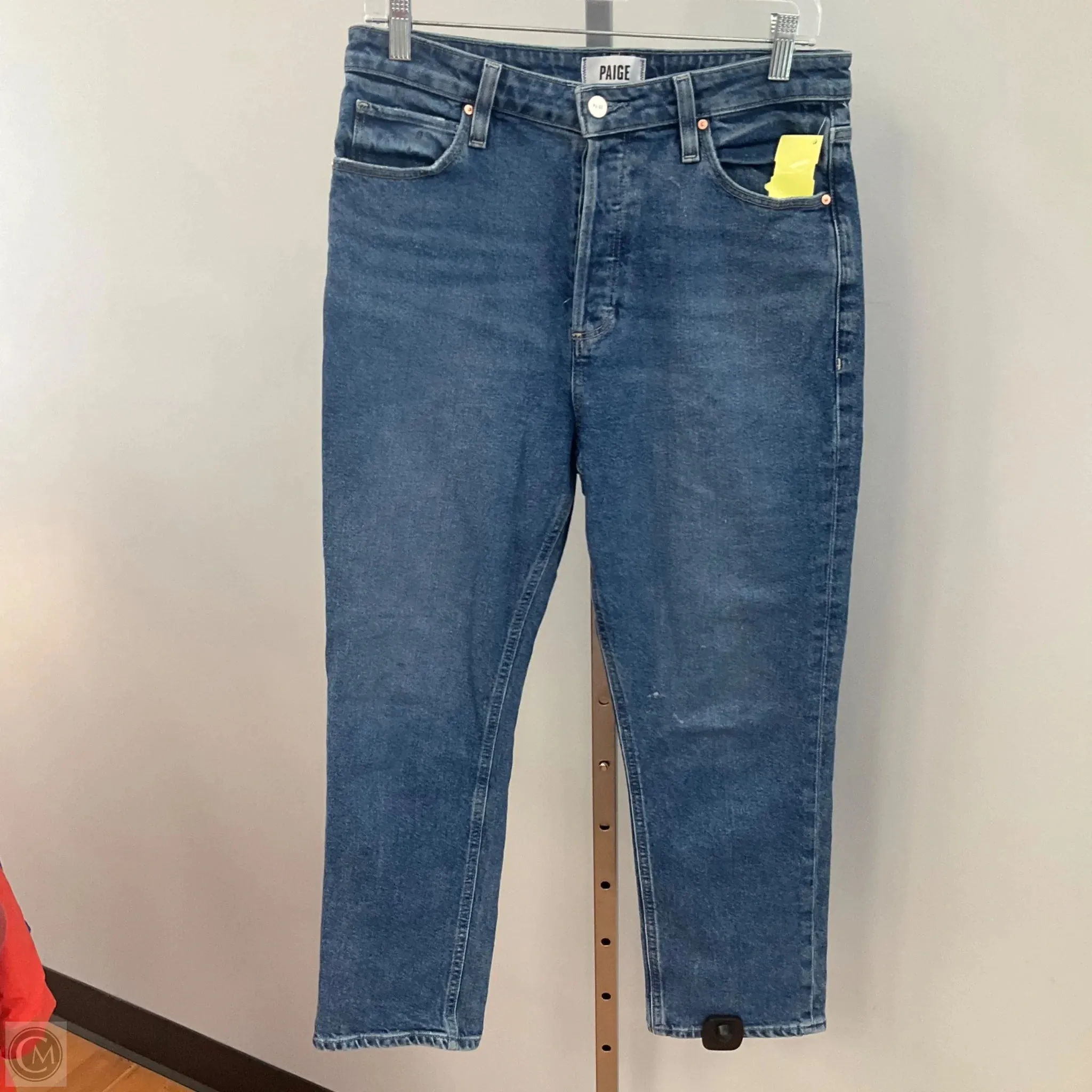 Jeans Straight By Paige In Blue Denim, Size: 8 Comfort Layer Durable Hemming