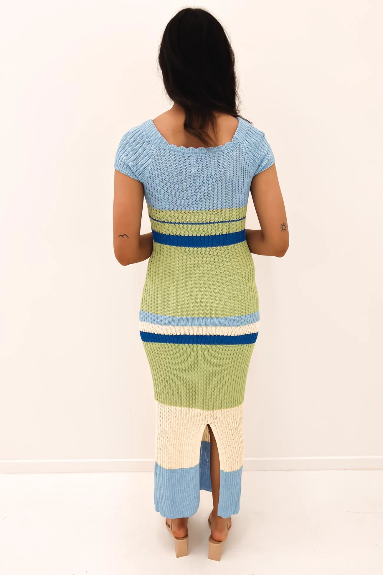 Cozy Design Johanna Knit Dress Blue Green