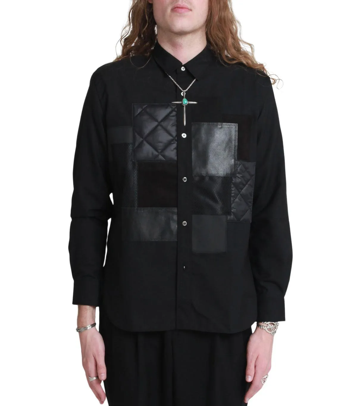 Junya Watanabe MAN Ripstop Button Up Shirt Black Breathable knit