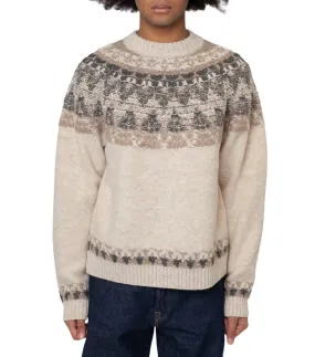 Kapital 5G Wool Nordic Smilie Patch Raglan Sweater Beige Easy Go