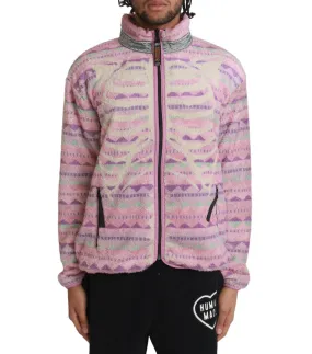 Chic Edge Wild Mood Kapital Ashland Stripe & Bone Fleece Zip Blouson Pink