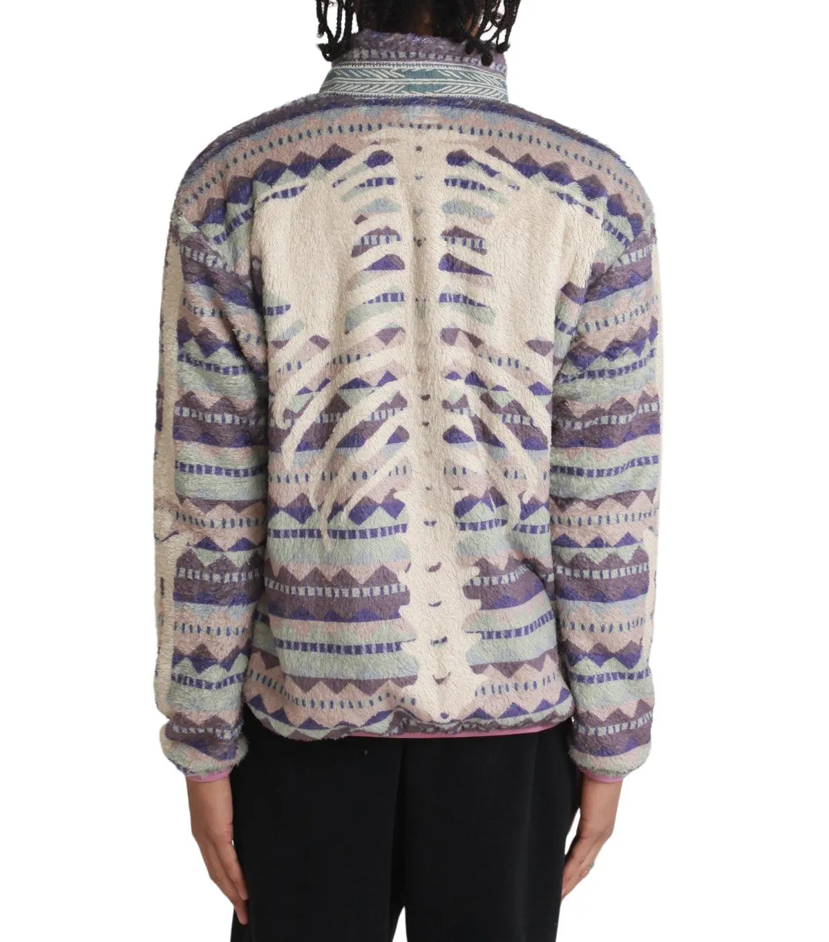 TaglessNeckline Cool Edge Kapital Ashland Stripe & Bone Fleece Zip Blouson Purple