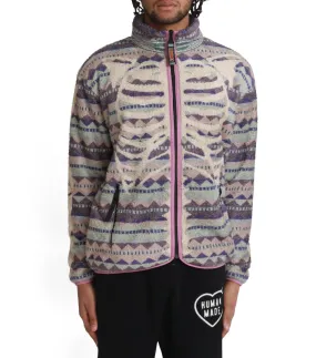 ZeroWaste Production Kapital Ashland Stripe & Bone Fleece Zip Blouson Purple