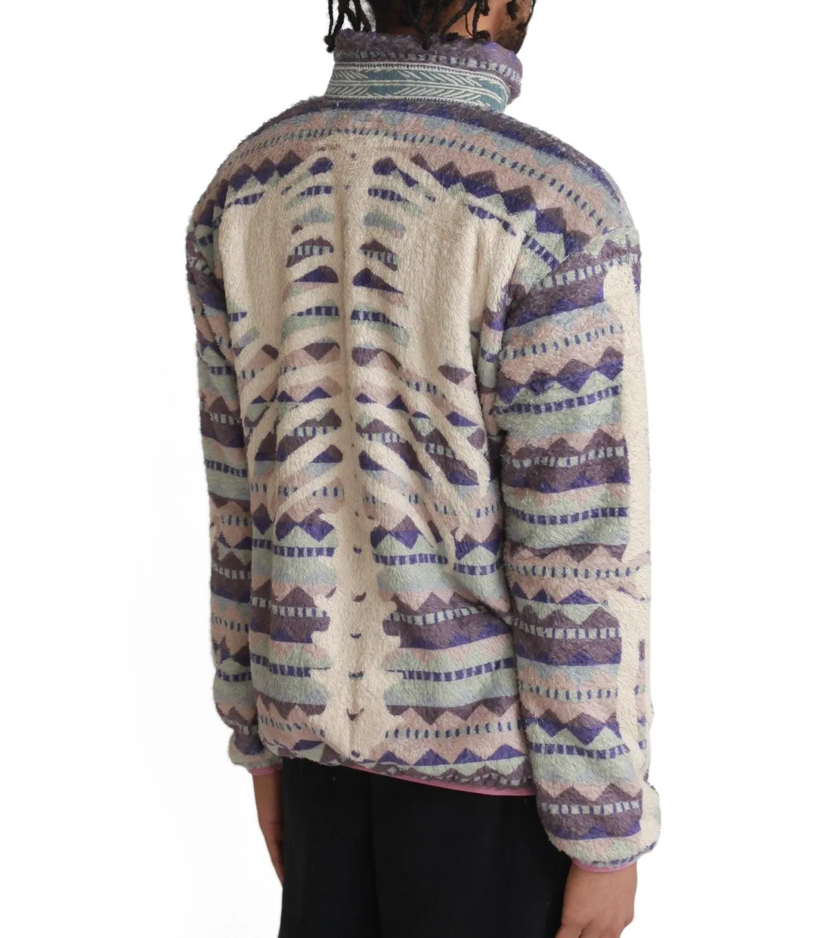 Morning Ease WrinkleFreeTexture Kapital Ashland Stripe & Bone Fleece Zip Blouson Purple