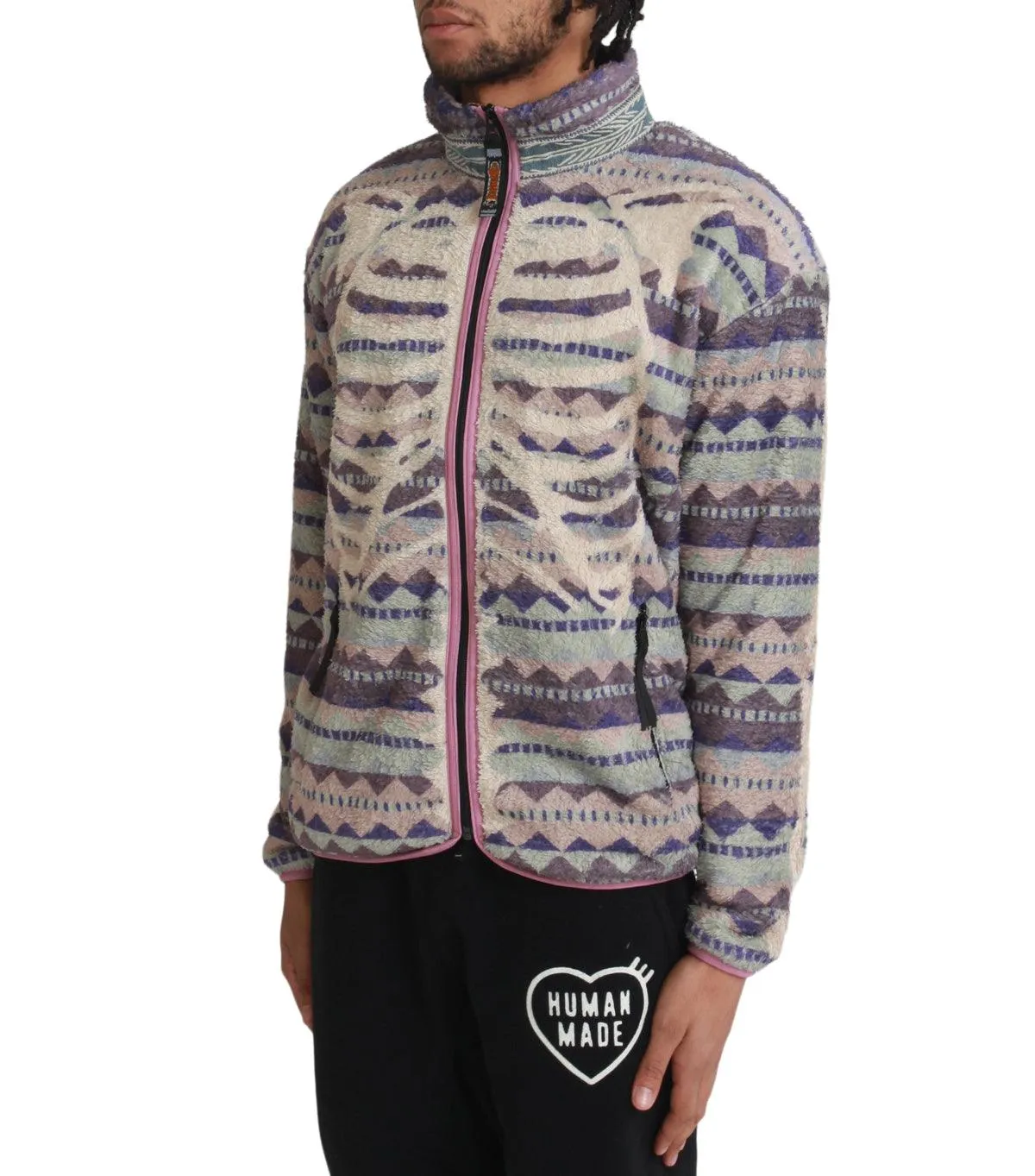 Durable Reinforcements CompactPackability Kapital Ashland Stripe & Bone Fleece Zip Blouson Purple
