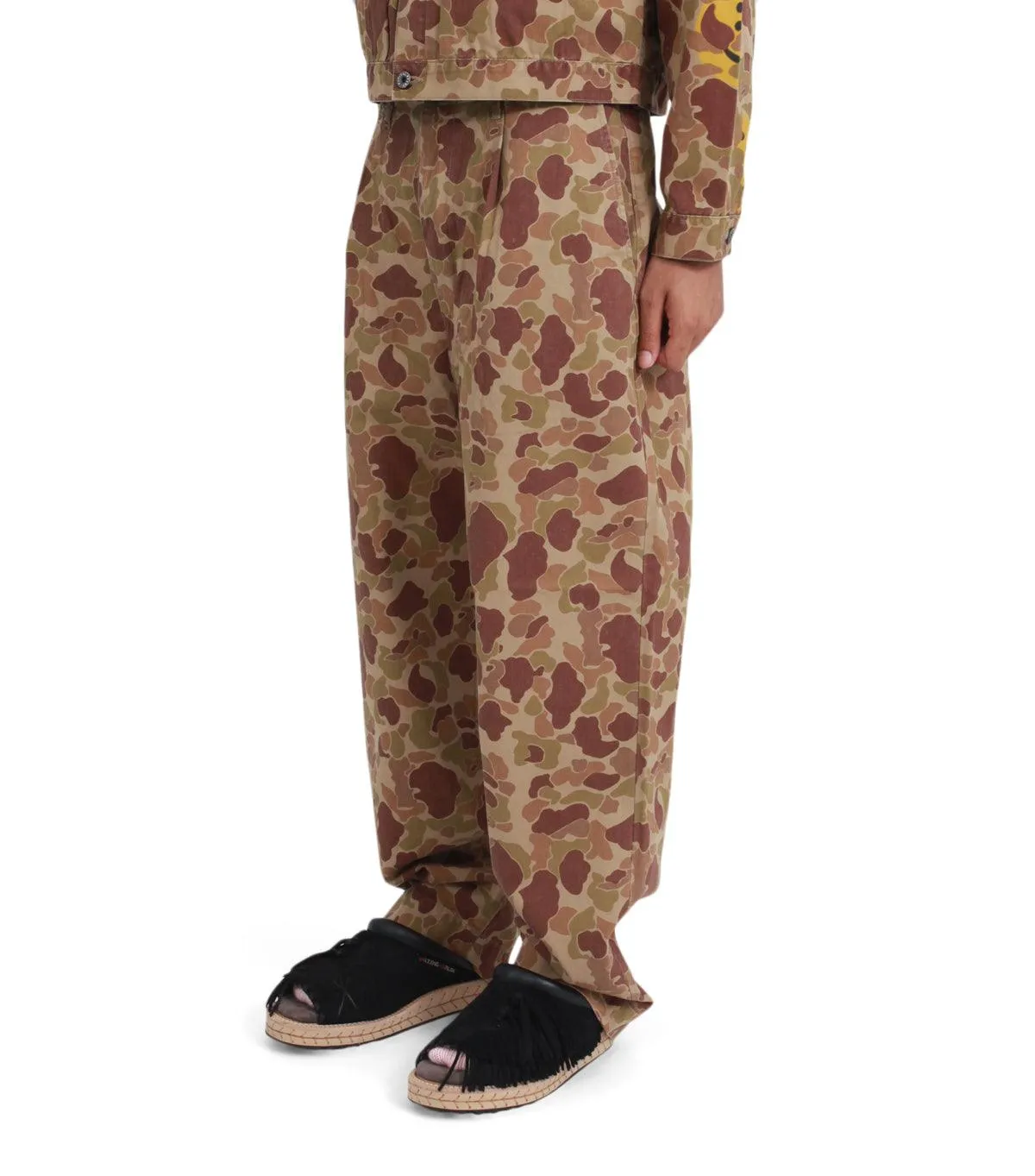 Kapital Herringbone Happy Peek-A-Boo Camo Nime Pants Beige Star Soul