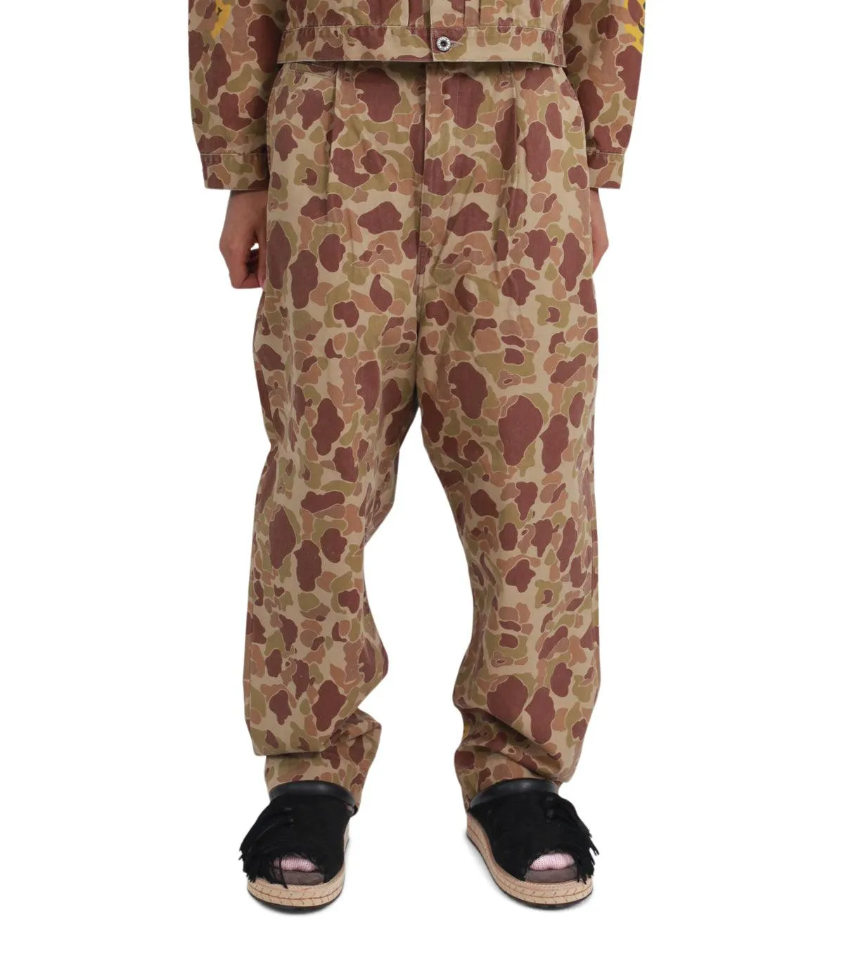 yoga mode Kapital Herringbone Happy Peek-A-Boo Camo Nime Pants Beige