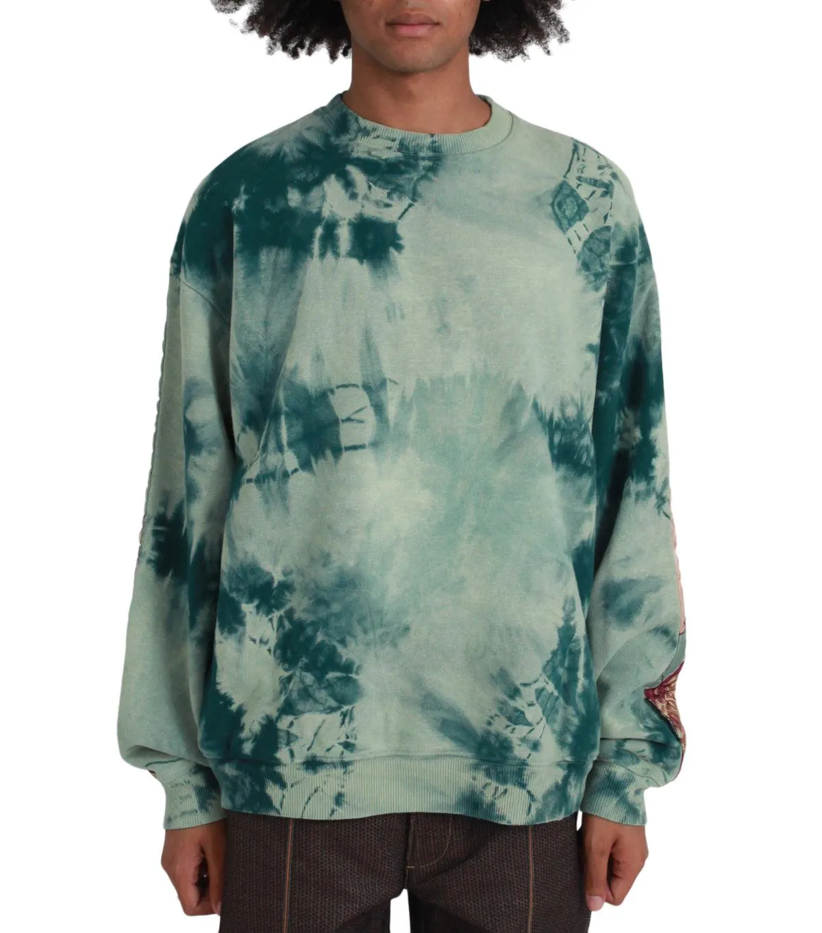 Kapital Knit Bivouac Big Sweater Ecru Green Strong Glow Car Cool