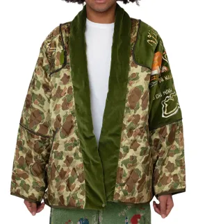 New Yorker HighDensityWeave Kapital Rayon Satin Quilting Camo Kesa Sham Bomber Jacket (Beautiful Vietnam) Khaki
