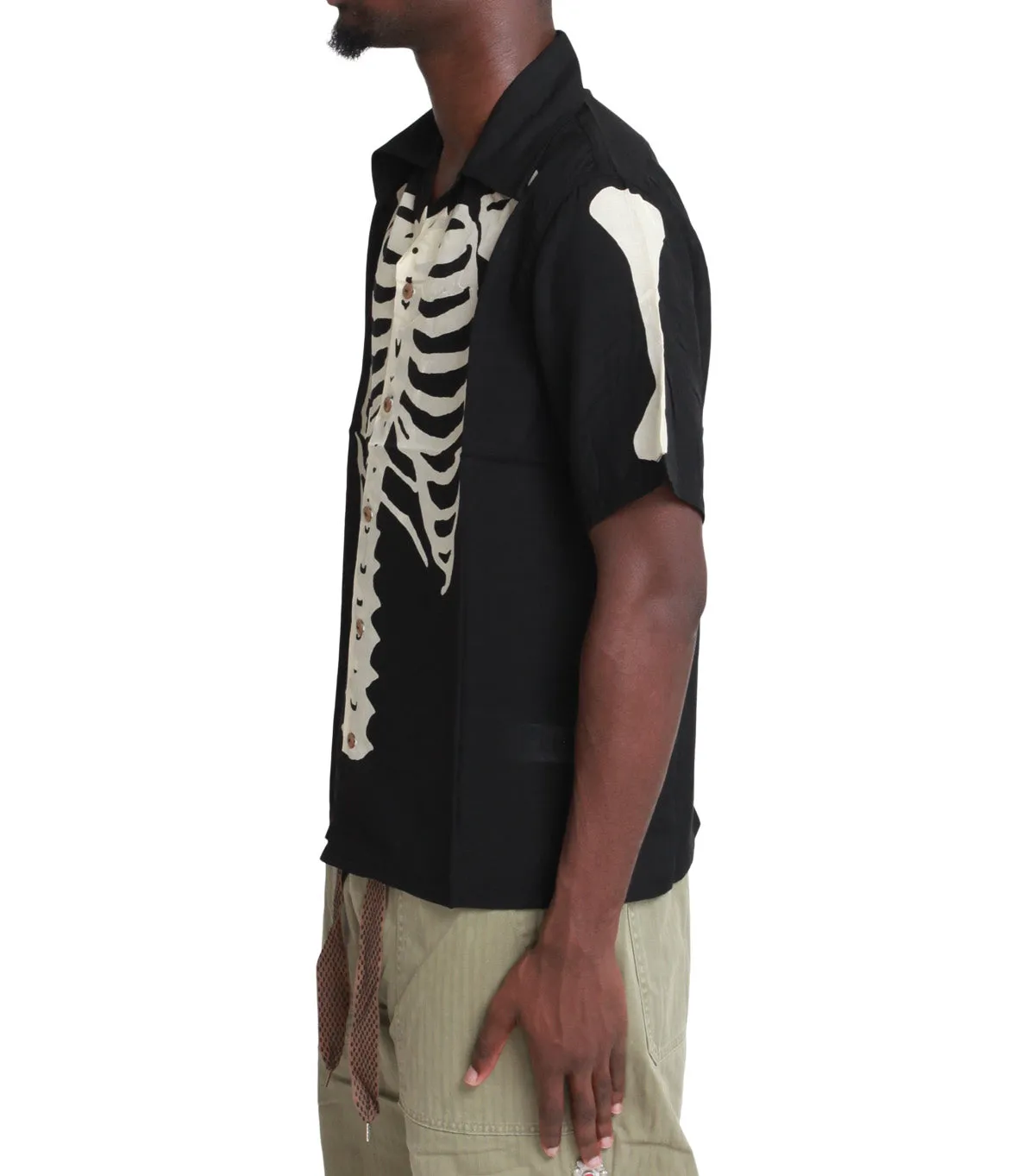 Kapital Silk Rayon Bone Wrangle Collar Aloha Shirt Black FastDrying Inner Layer Fame Glow