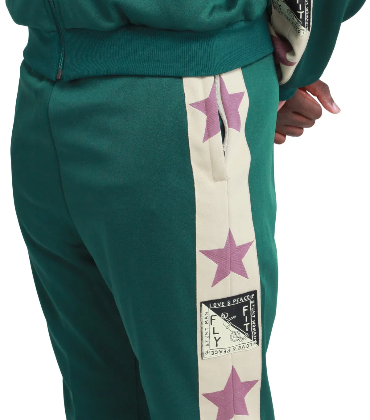 Kapital Smooth Jersey Stant Man & Woman Track Pants Green StaticFreeLining MachineWashable