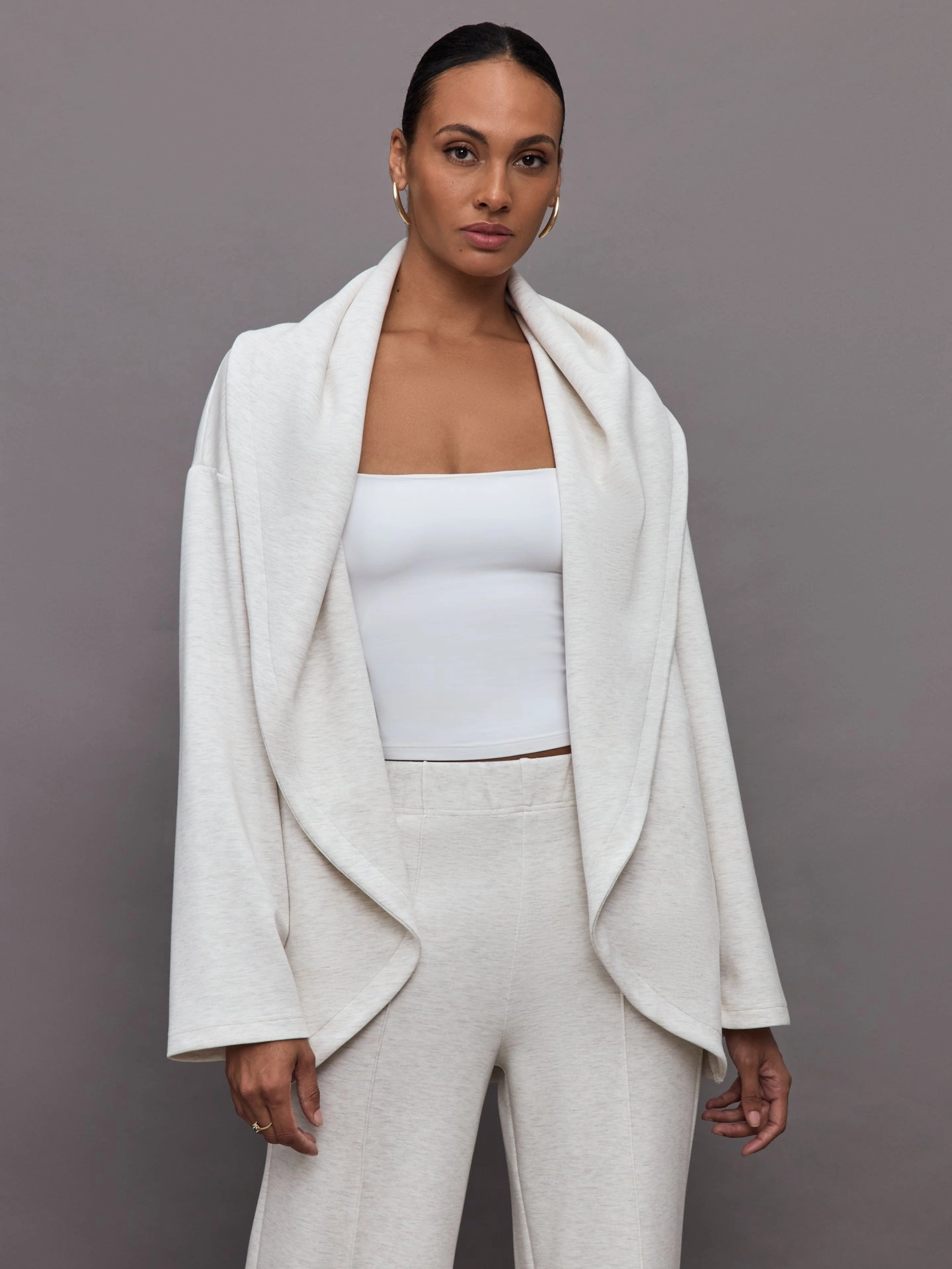Knit Cocoon Cardigan in Interlock - Moonbeam Heather Durable Reinforced Seams Plush Inner Layer