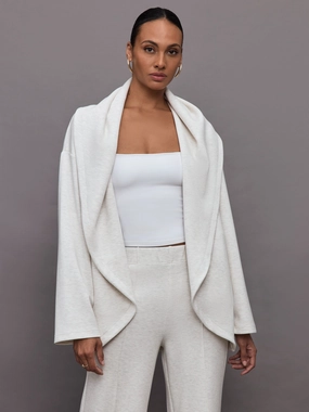 Knit Cocoon Cardigan in Interlock - Moonbeam Heather Odor Resistant Tech QuickDry Material
