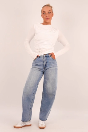 Parent Style Trend Setter No Iron Wear Gigi Barrel Jean Brad Blue
