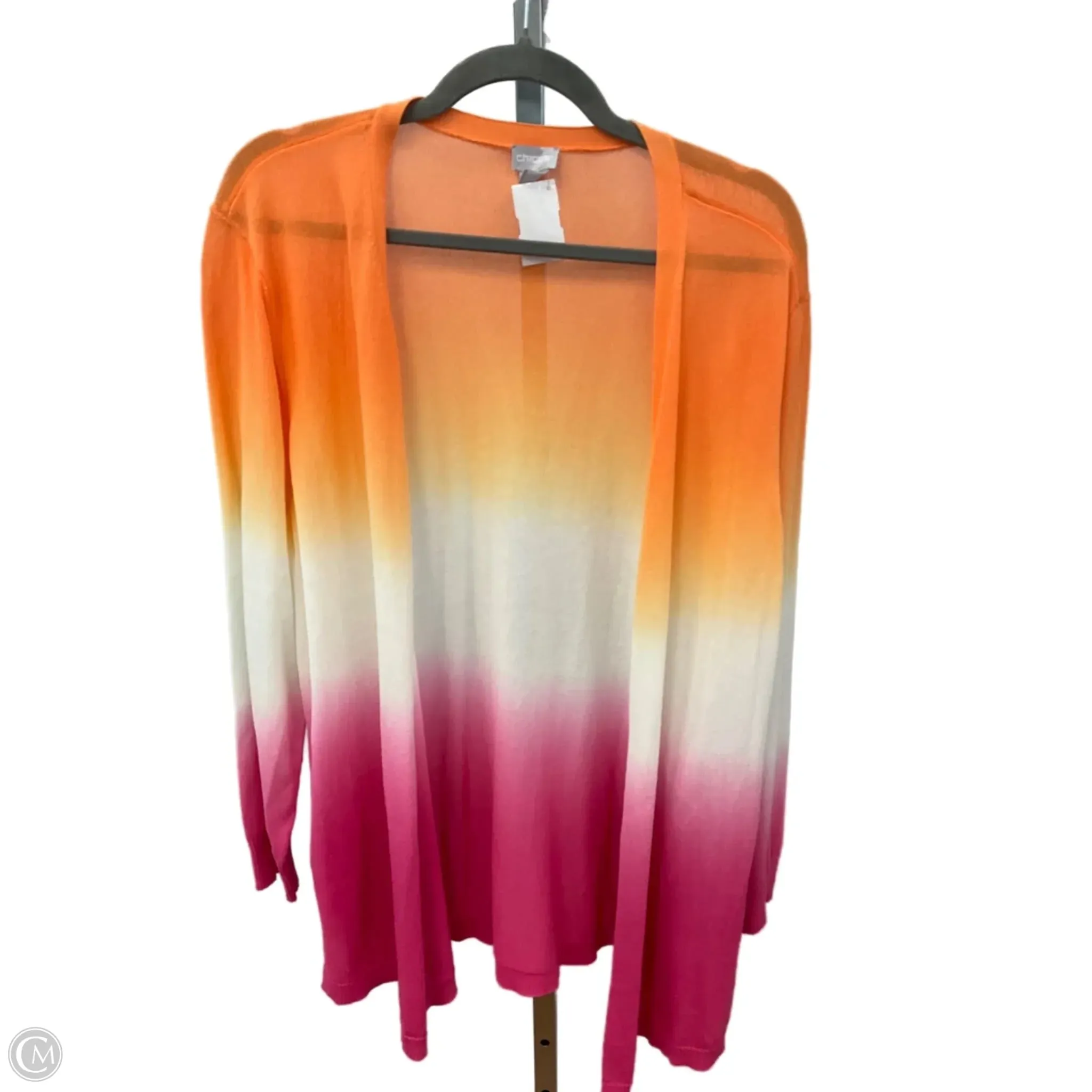 HighCollared Design Cardigan By Chicos In Ombre Print, Size: Xl