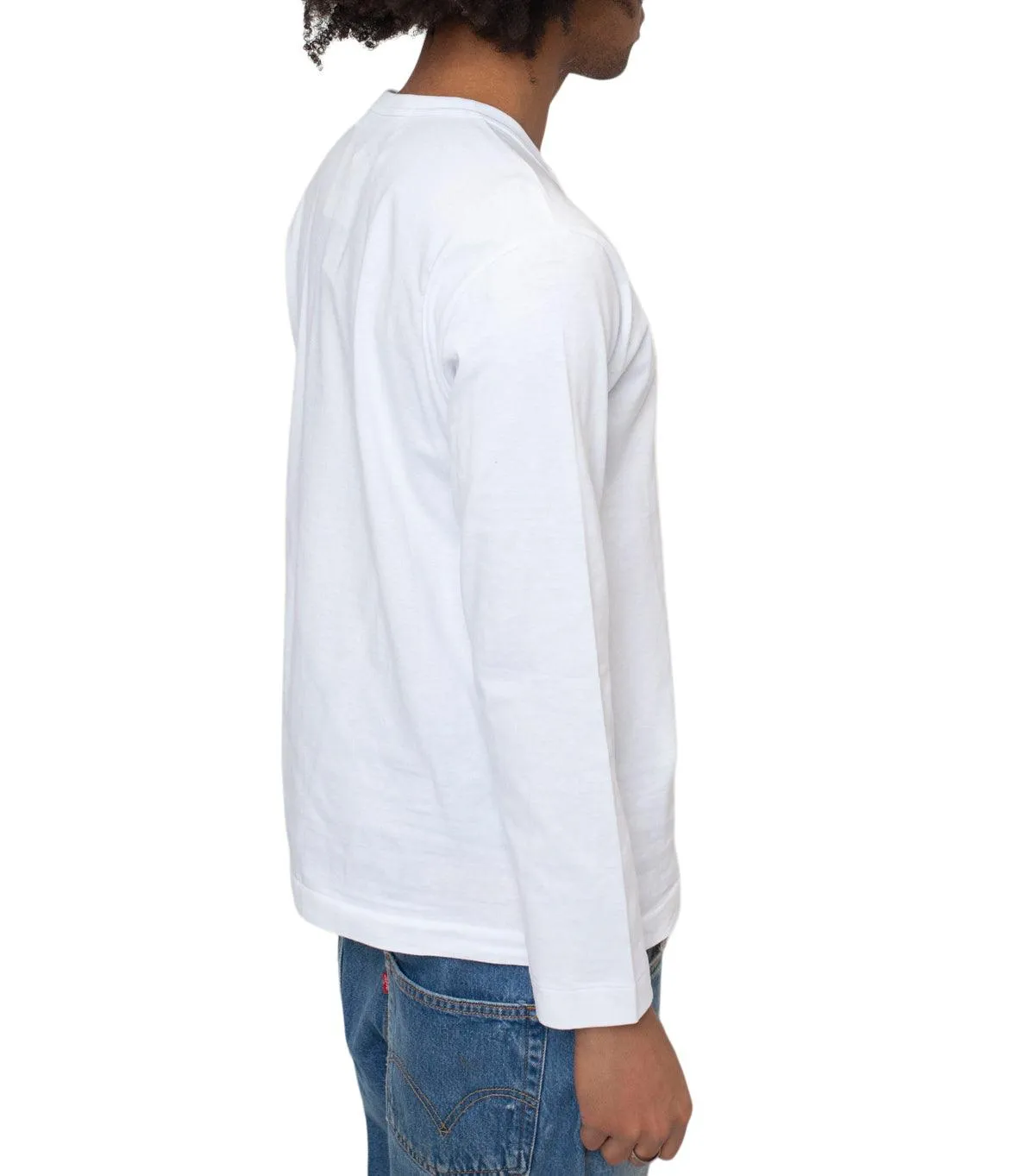 NonSlip Grips Flexible Waistband Cdg PLAY Red Heart Long Sleeve T-Shirt White