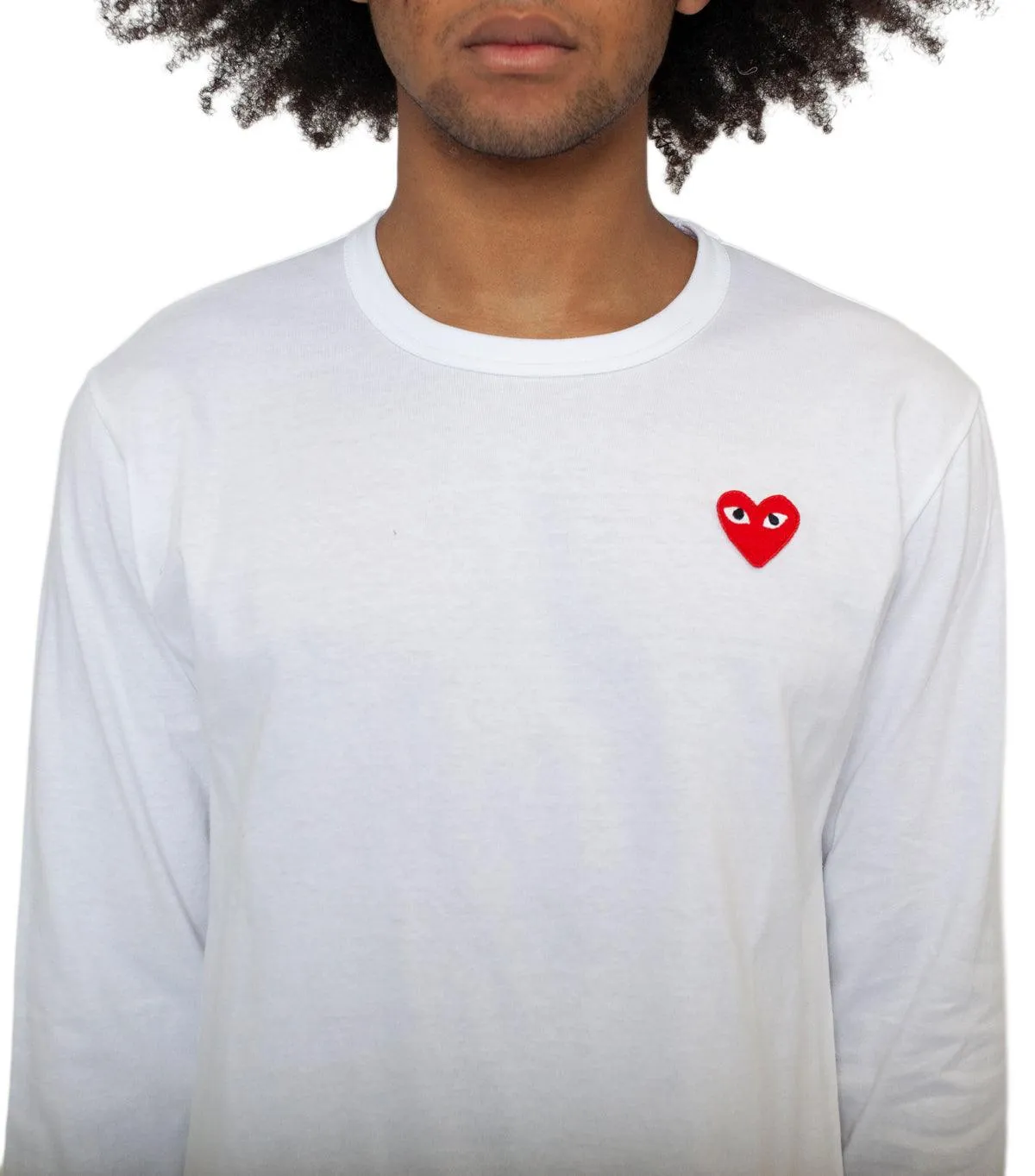 Cdg PLAY Red Heart Long Sleeve T-Shirt White StaticFree Lining Reflective details