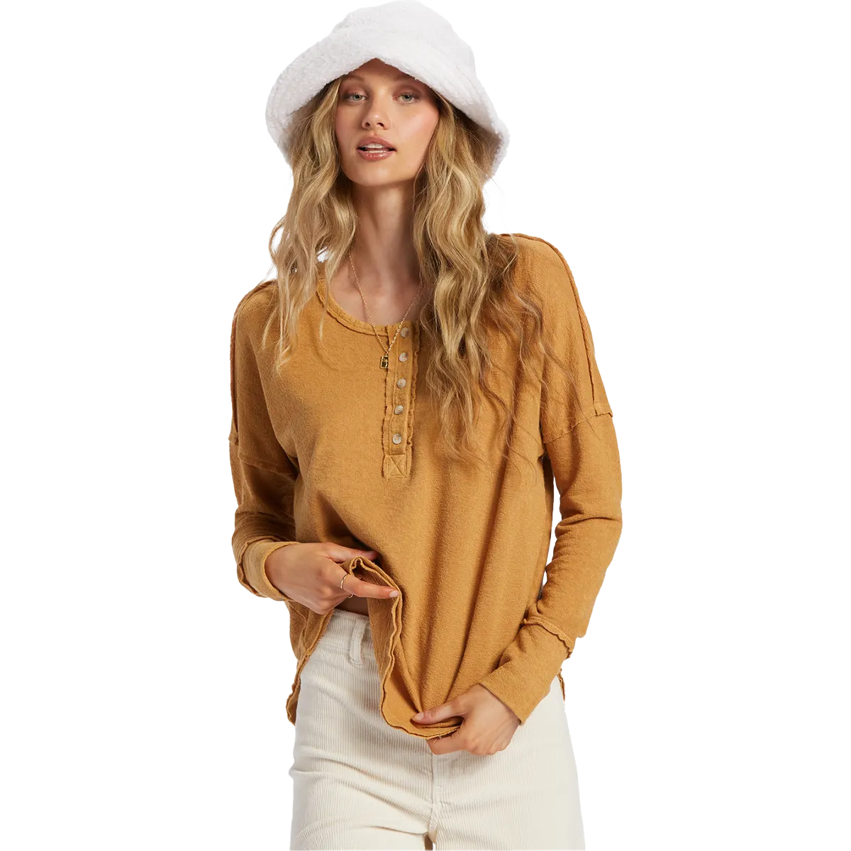 Women's New Anyday Henley Top Lean Glow QuickRelease Closure