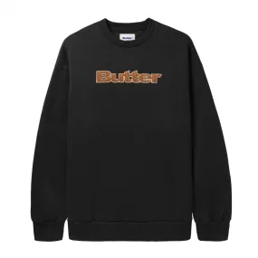 Fine Weave Elasticated Butter Goods Felt Logo Applique Crewneck Black