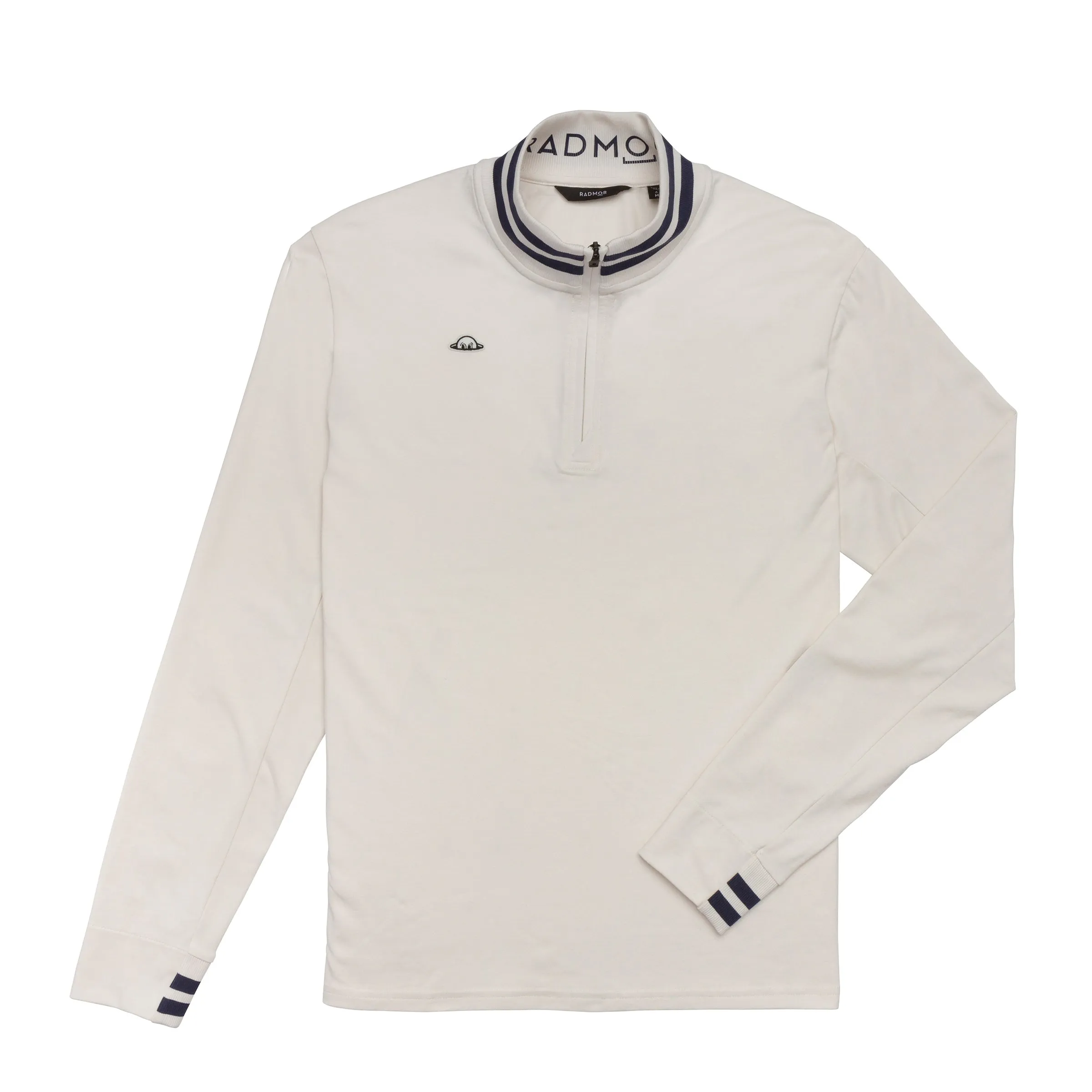 RADMOR Chappie Recycled 1/4 Zip - Snow White / Navy UVProtectionFinish NonIrritating Seams