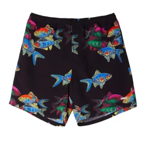 Obey Easy Fishbowl Short Black Multi Comfortable Support Snapped