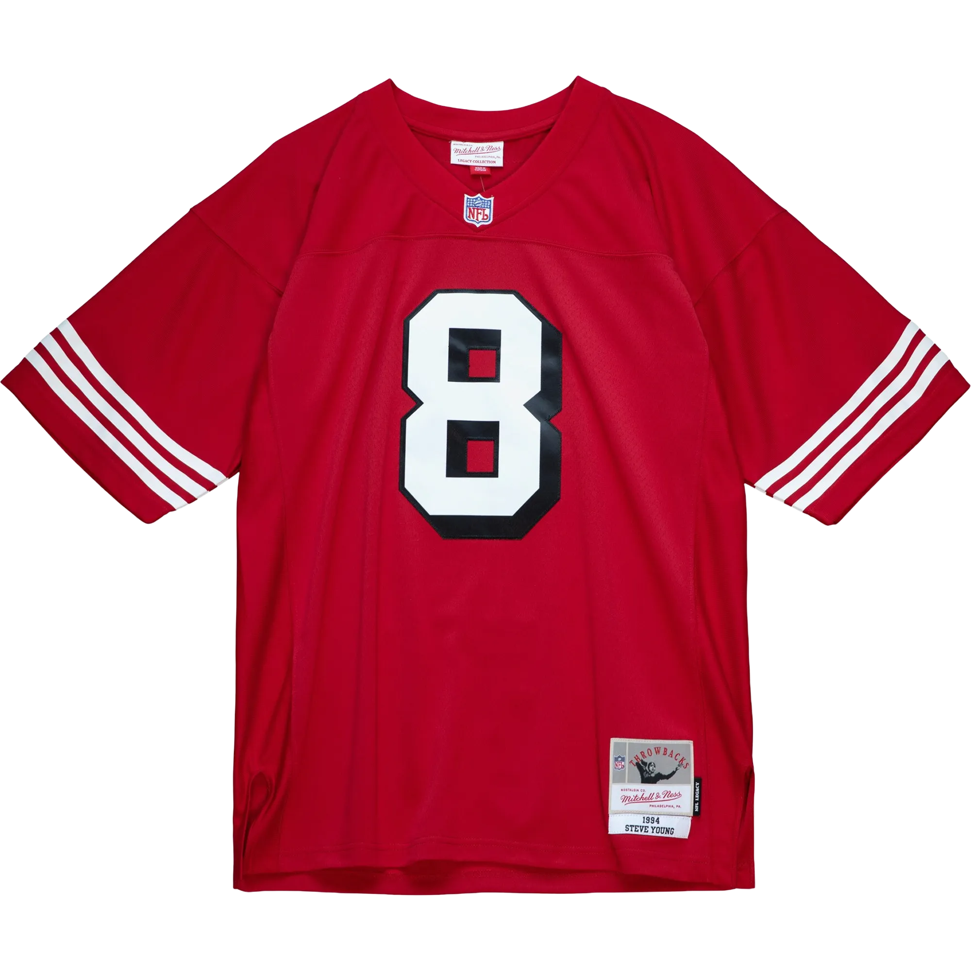 Men's Steve Young Scarlet 49ers 1994 Legacy Jersey NoSlipTrims ReinforcedHem