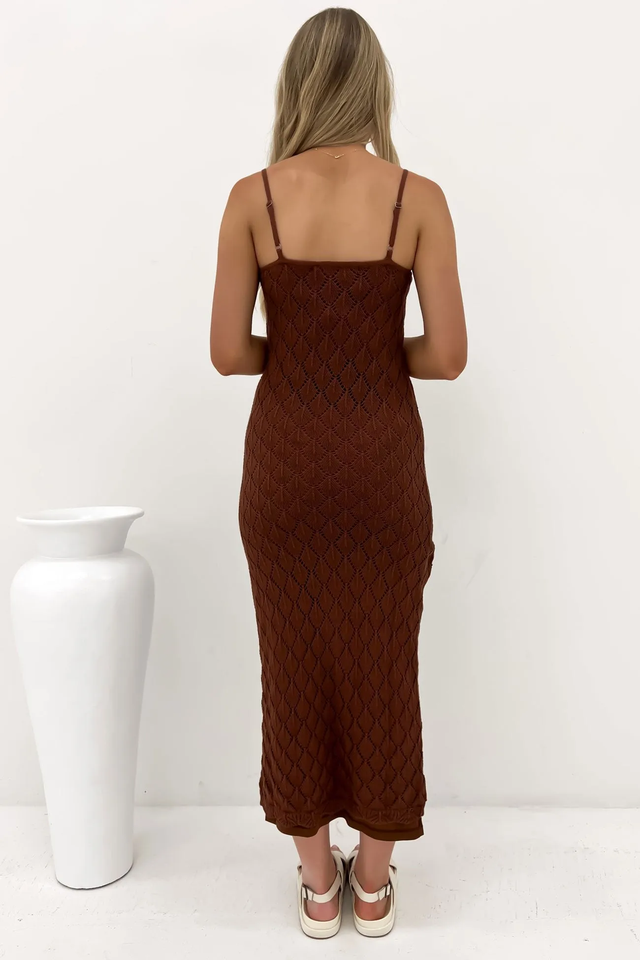 Hunter Maxi Dress Brown Simple Texture wrap waist