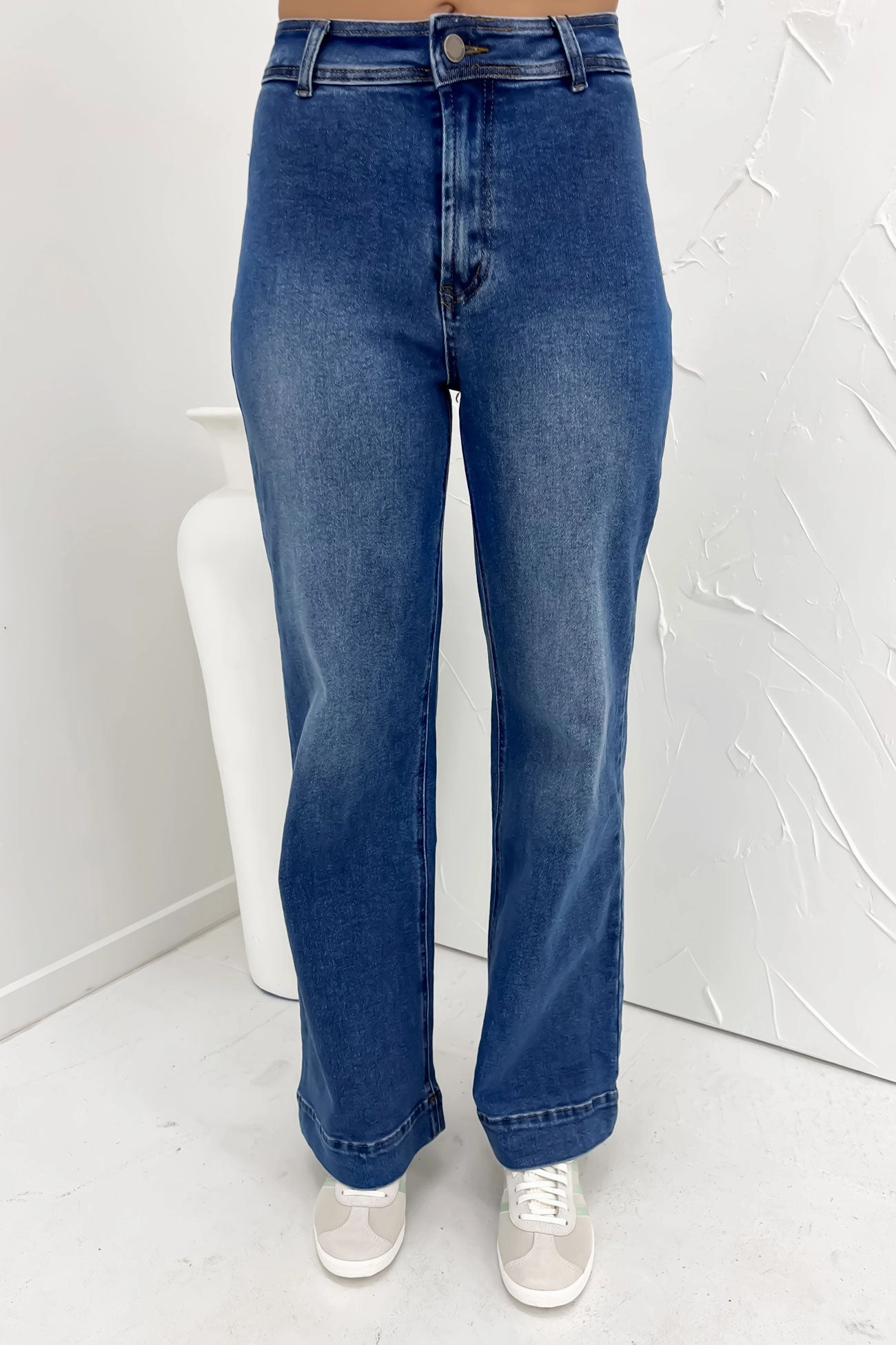 Anytime Fit Casual Spring Mood Classic Wear Mahnee Flare Jean Mid Blue