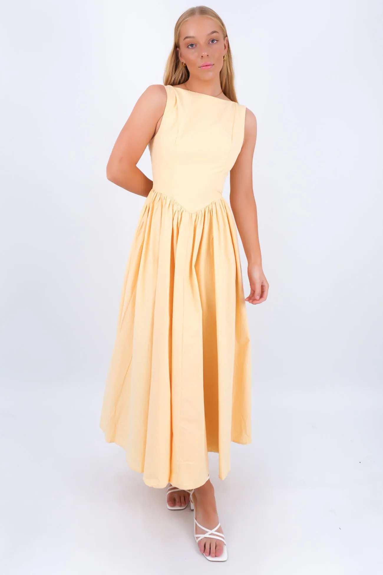 Maisie Maxi Dress Lemon Cozy Layer ConvertibleNeckline