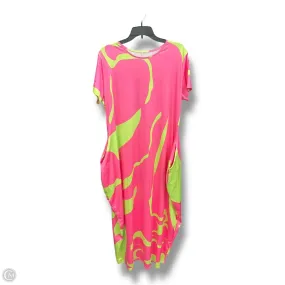 Flattering Style Fit Lounge Texture Dress Casual Maxi By Cme In Green & Pink, Size: 3x