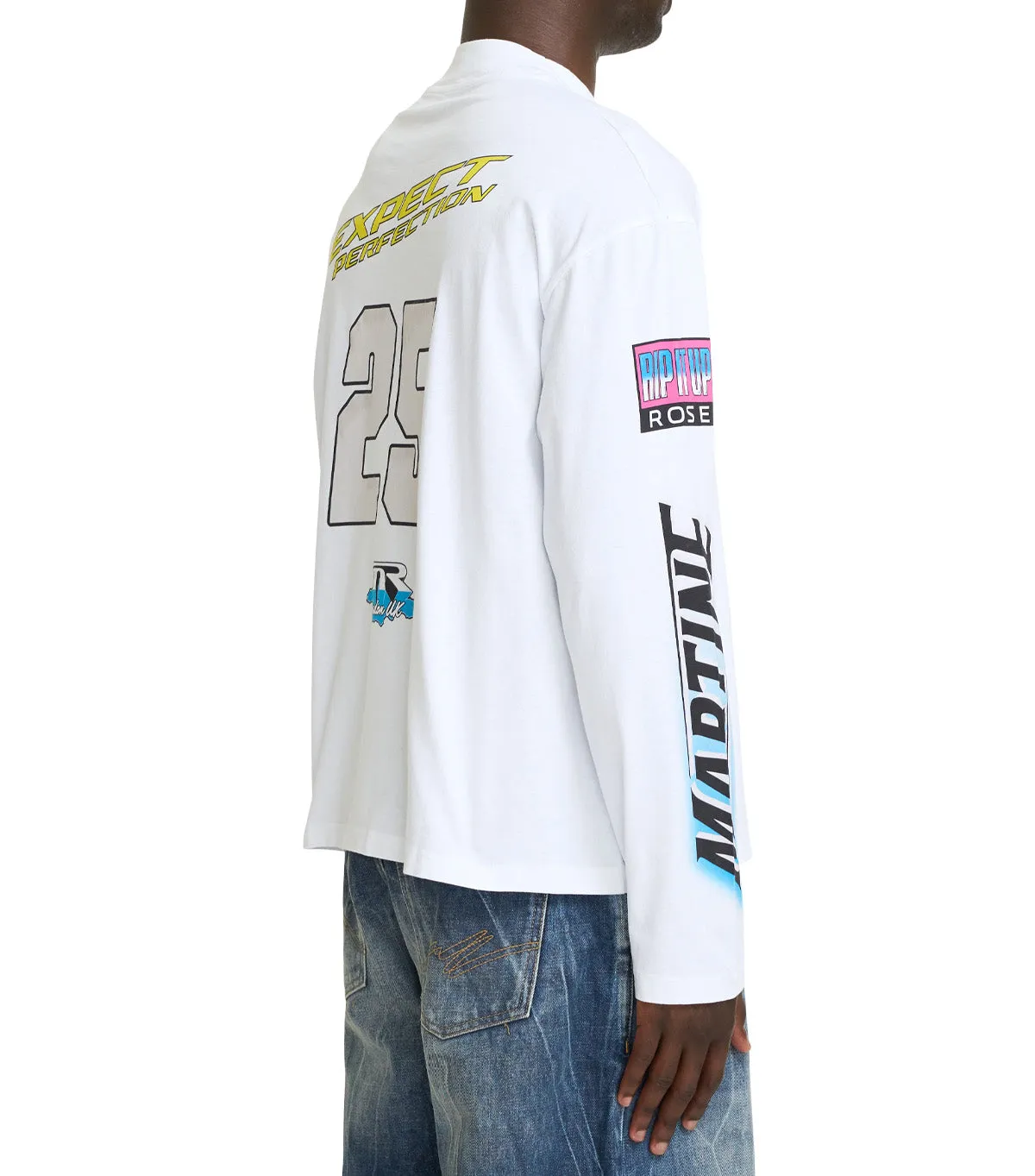 Martine Rose Funnel Neck Long Sleeve White Energy Flow Eco Wear