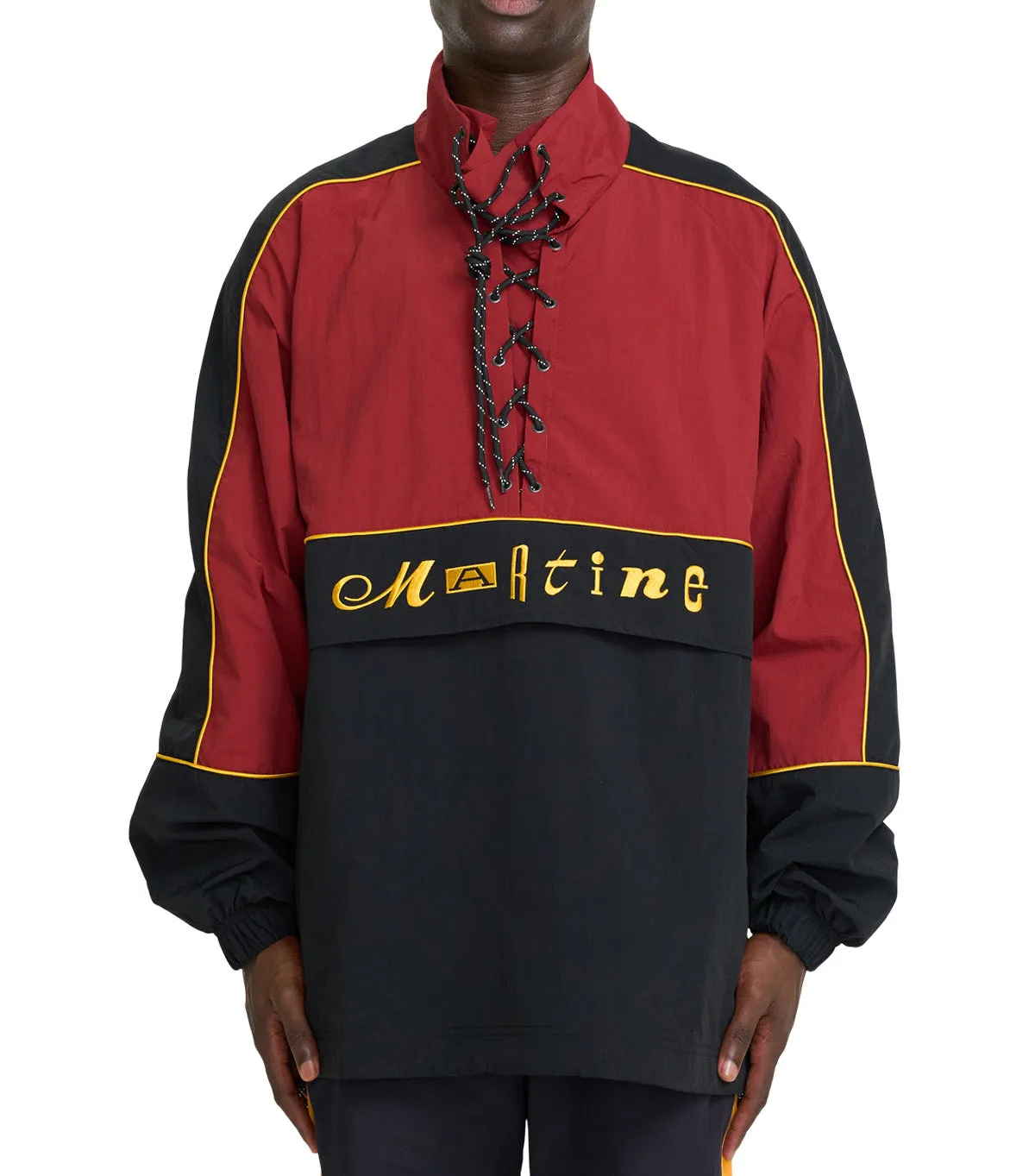 Martine Rose Lace Up Pullover Black Shimmer Core