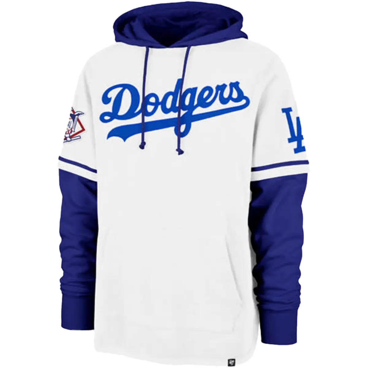 NonRestrictiveFit SplitHemDesign Men's Dodgers Cooperstown 47 Shortstop Pullover Hoodie