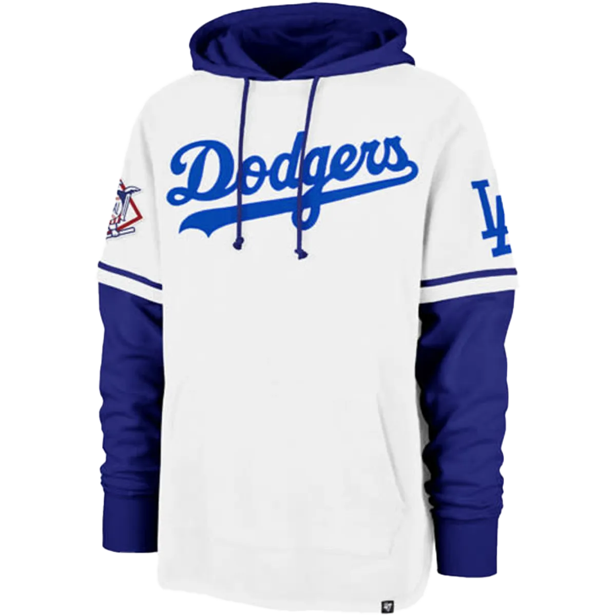 Men's Dodgers Cooperstown 47 Shortstop Pullover Hoodie Net Fit Warm Fit