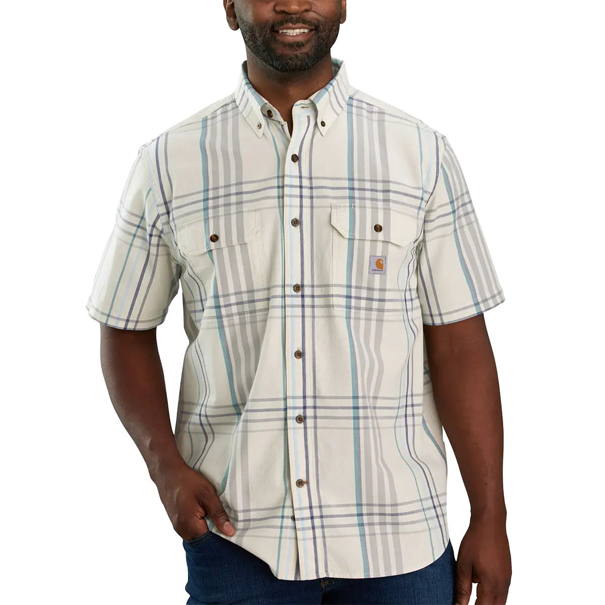 Men's Midweight Short Sleeve Plaid Shirt Quick Wear