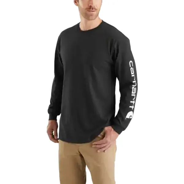 AntiPilling Surface Adjustable Waistband Men's Workwear Long-Sleeve Graphic Logo T-Shirt